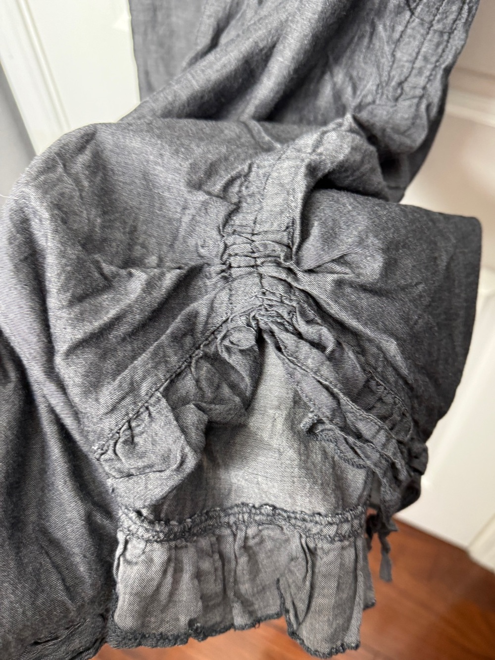 Celina Genie Harem Gaucho Culottes Ruched Ties on Side of Legs Ruffled Hems |GUC - Picture 6 of 11